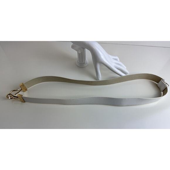 ANNE KLEIN White Genuine Leather Adjustable Belt, Gold Hardware, 47-30 - Picture 13 of 14